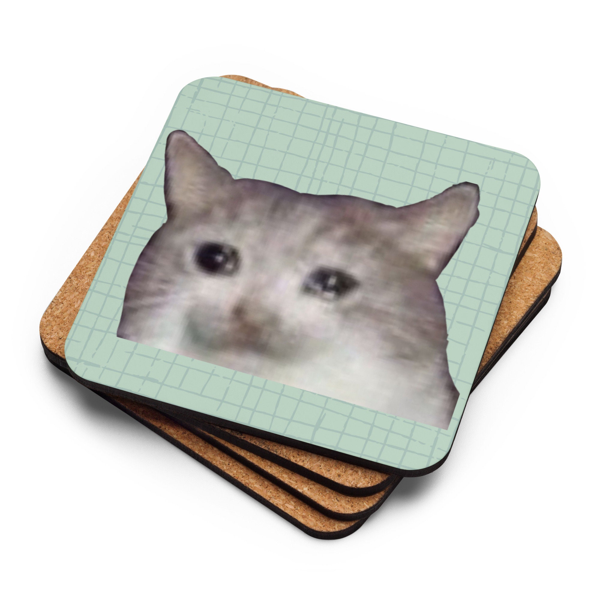 Cork-back Coaster Cat Meme Angry Kitty Drink Protection Furniture Home Joke  Fun