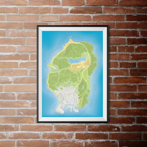 GTA 5 V Map World Print Glossy Canvas Wall Poster Decoration - Etsy UK