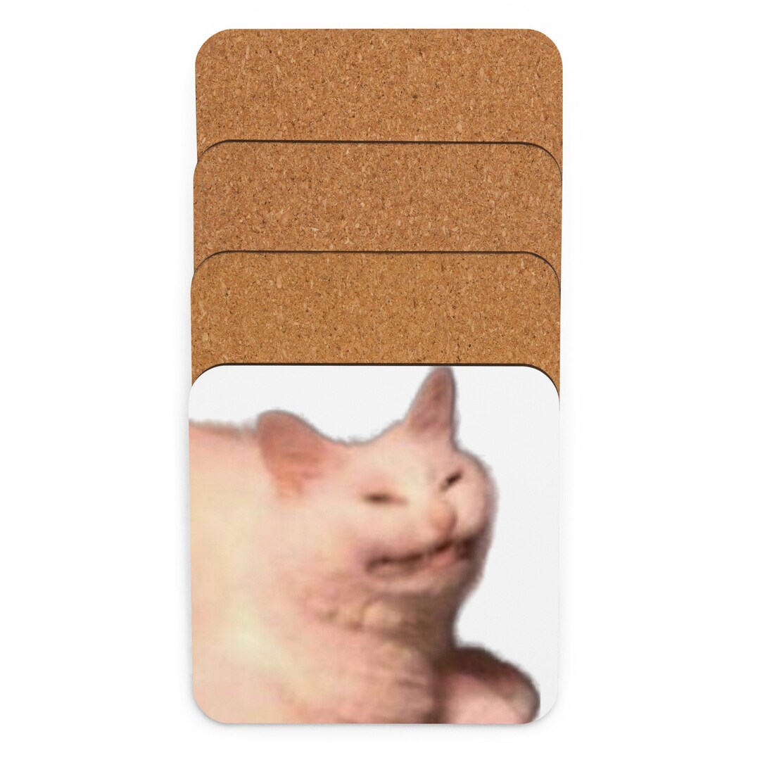 Cork-back Coaster Cat Meme Angry Kitty Drink Protection Furniture Home Joke  Fun