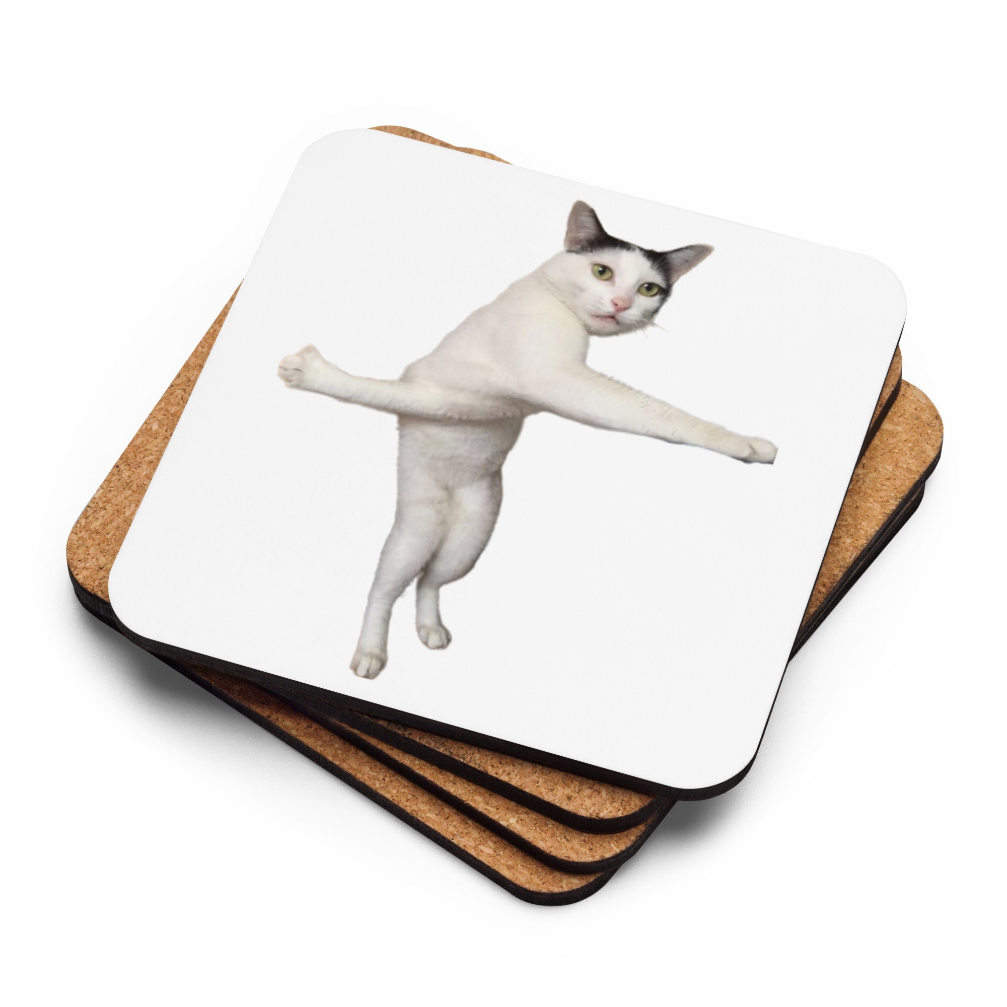 Cork-back Coaster Cat Meme Angry Kitty Drink Protection Furniture Home Joke  Fun