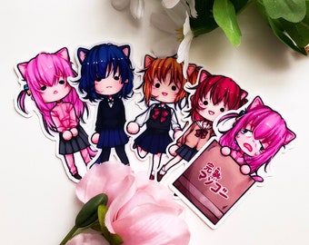 Bocchi: La Roccia! Adesivi Neko in vinile da 3 pollici