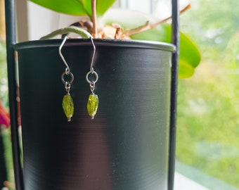 Peridot Ohrringe. Edelstahl Ohrringe. Grüne Ohrringe. Peridot Schmuck. Talisman. Boho Schmuck. Ausgefallene Geschenke. Grüner Stein Schmuck.