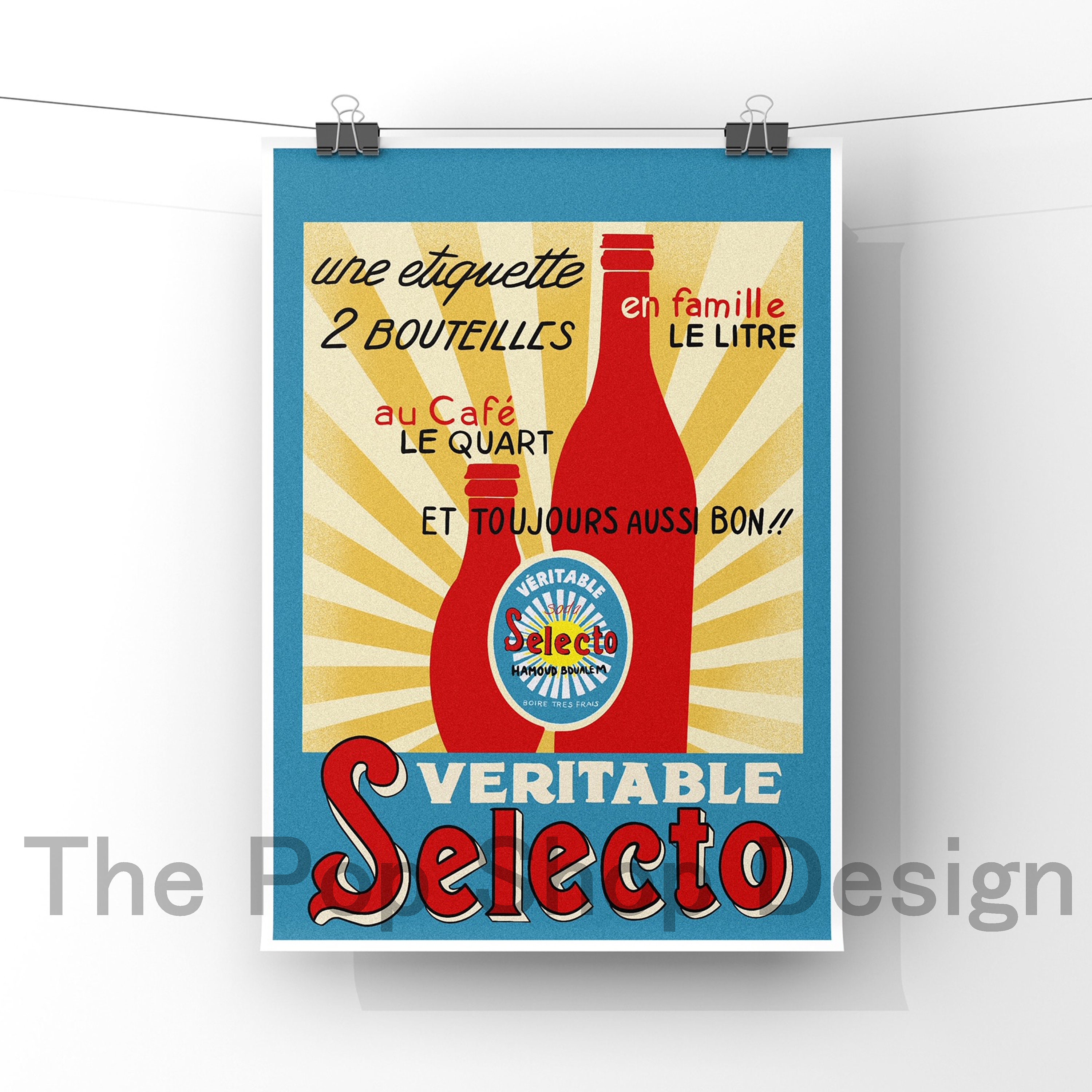 Selecto, Vintage Algerian Soda Ad Reproduction, A4 Illustration, Handame