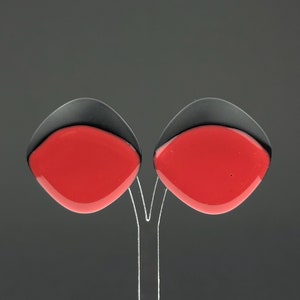 Vintage red and black enamel earrings