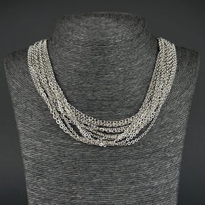 Vintage silver tone multi strand chain necklace 25 in – 12 Strands – Gift for vintage lover