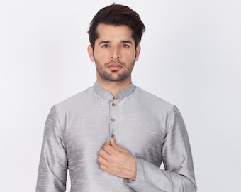 New Stylish Ethnic Traditioanal Partywear Banarasi Silk Kurta With Free Size Harem Pajama For Men.