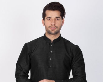 New Stylish Ethnic Traditioanal Partywear Banarasi Silk Kurta With Free Size Harem Pajama For Men.