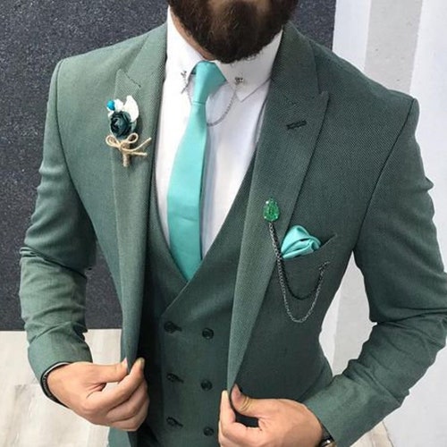 Men Suit Emerald Green Coat Pant 3 