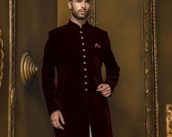 Indian Black Velvet Jodhpuri Achkan Suit For Men With Designer Etsy