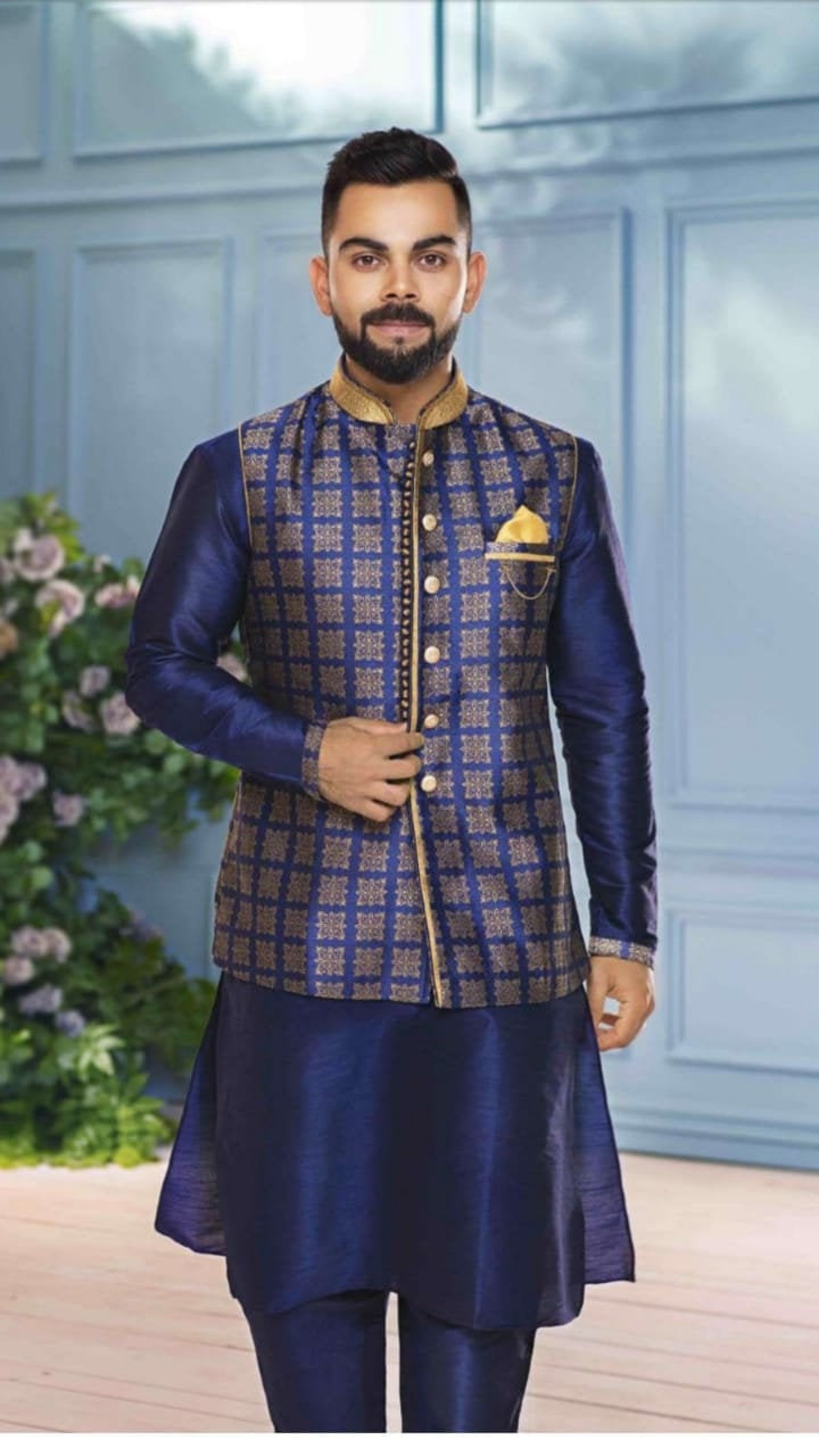 Indian Traditional Kurta Pajama Set 3 Piece Wedding Partywear Etsy