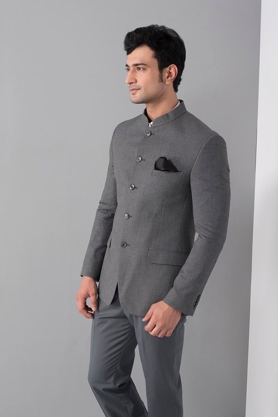 Jodhpuri suit best sale grey