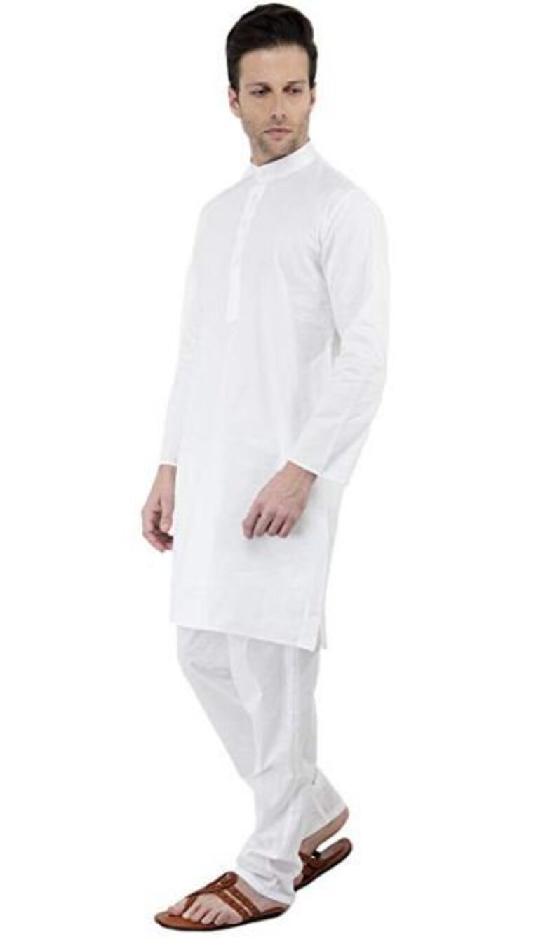 Men's Silk Kurta Pajama & Dupatta Set Embroidered Kurta White Color Plus Size Men's Silk Kurta Pajama & Dupatta Set Embroidered Kurta White Color Plus Size