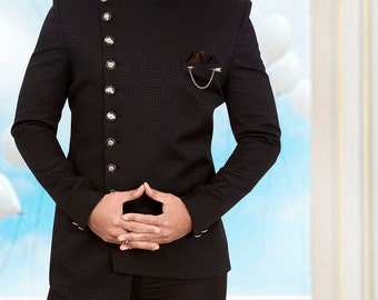 Smartfashions New Collection of Stylish Partywear Black Designer Bandhgala Jodhpuri Suit for Men
