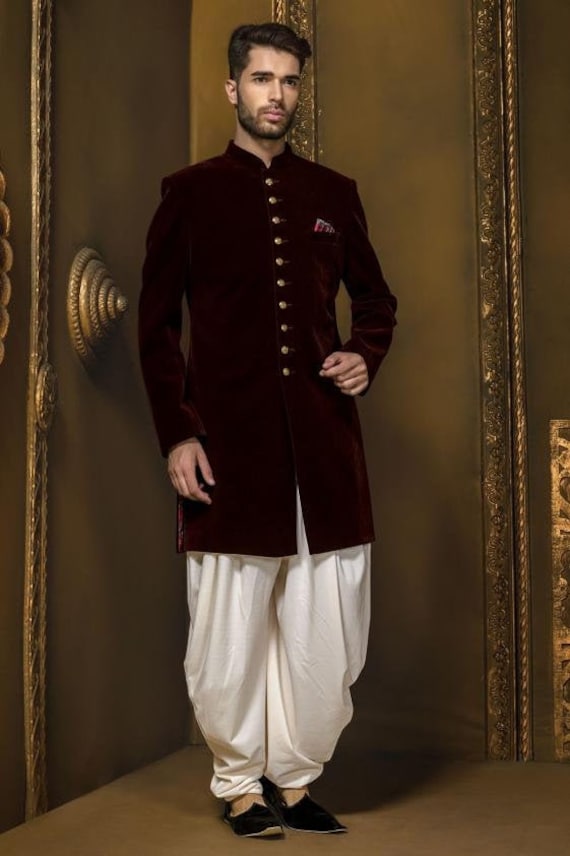 dark red velvet suit