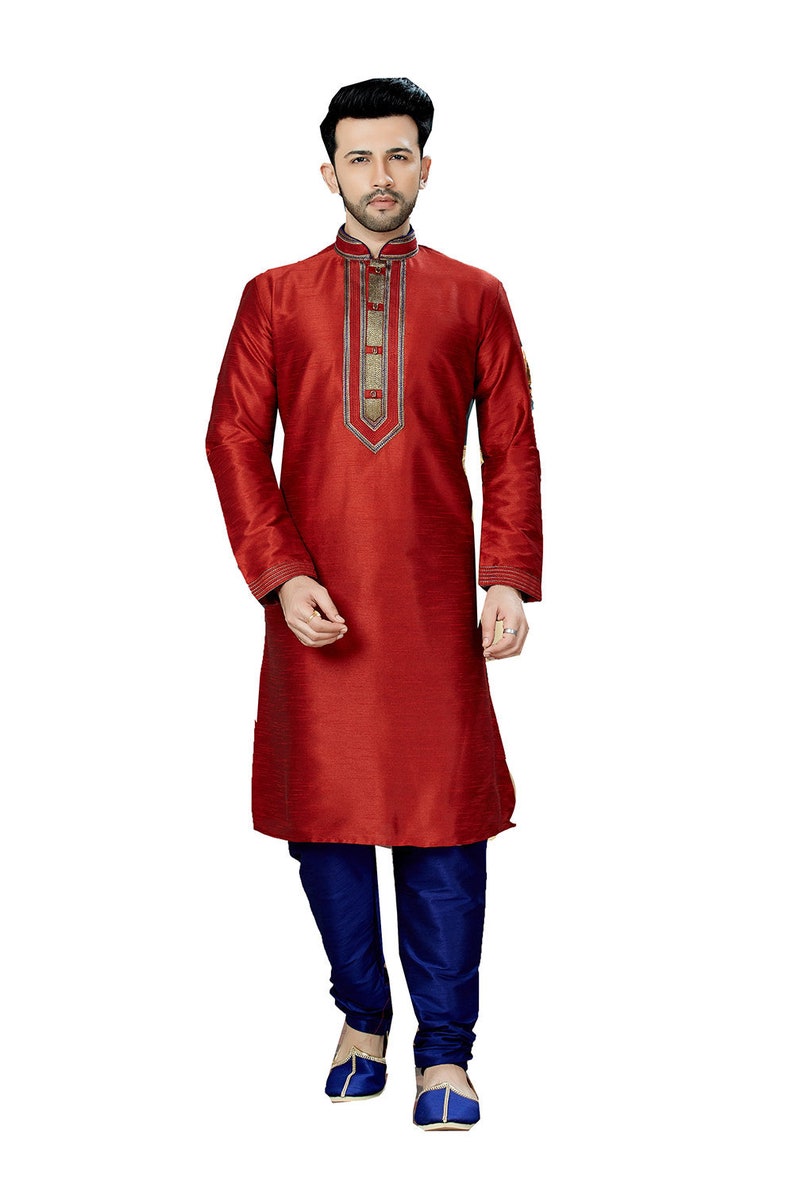 Red Indian Designer Partywear ethnic Traditional kurta pajama for men