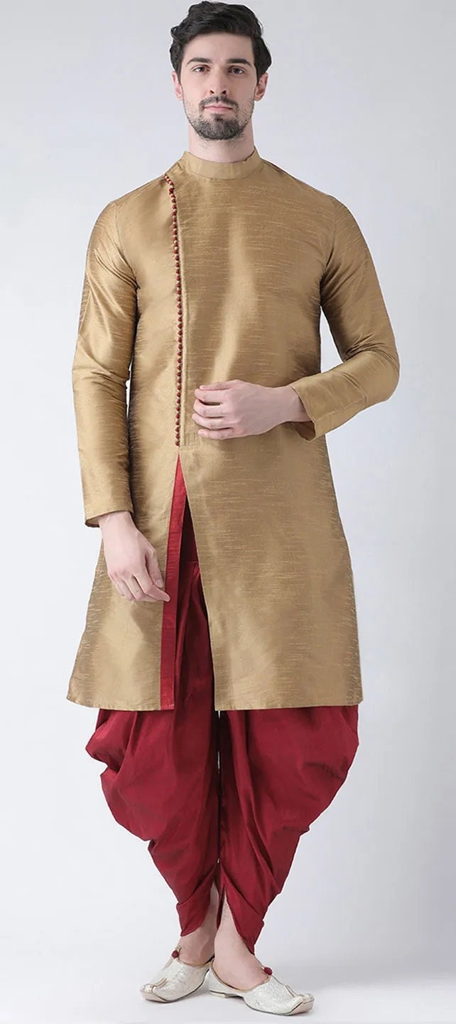 Indian Groomsmen Clothing Mens Clothing Suits & Sport Coats Indian Men Kurta Dhoti Set With Modi Jacket Indian Men's Ethnic Wear Indian Wedding Wear For Men Express Shipping 