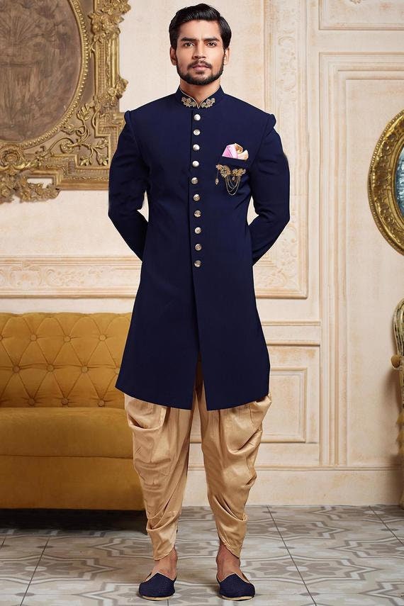 Indian Designer Royal Wedding Reception Indo Western for Men - Etsy Indian Designer Royal Wedding Reception Indo Western for Men - Etsy