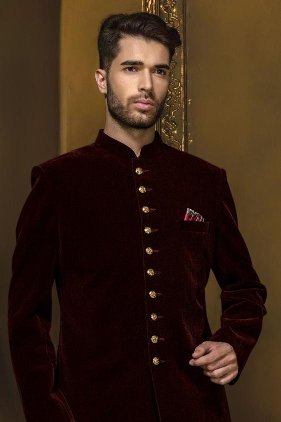 Maroon velvet jodhpuri best sale suit