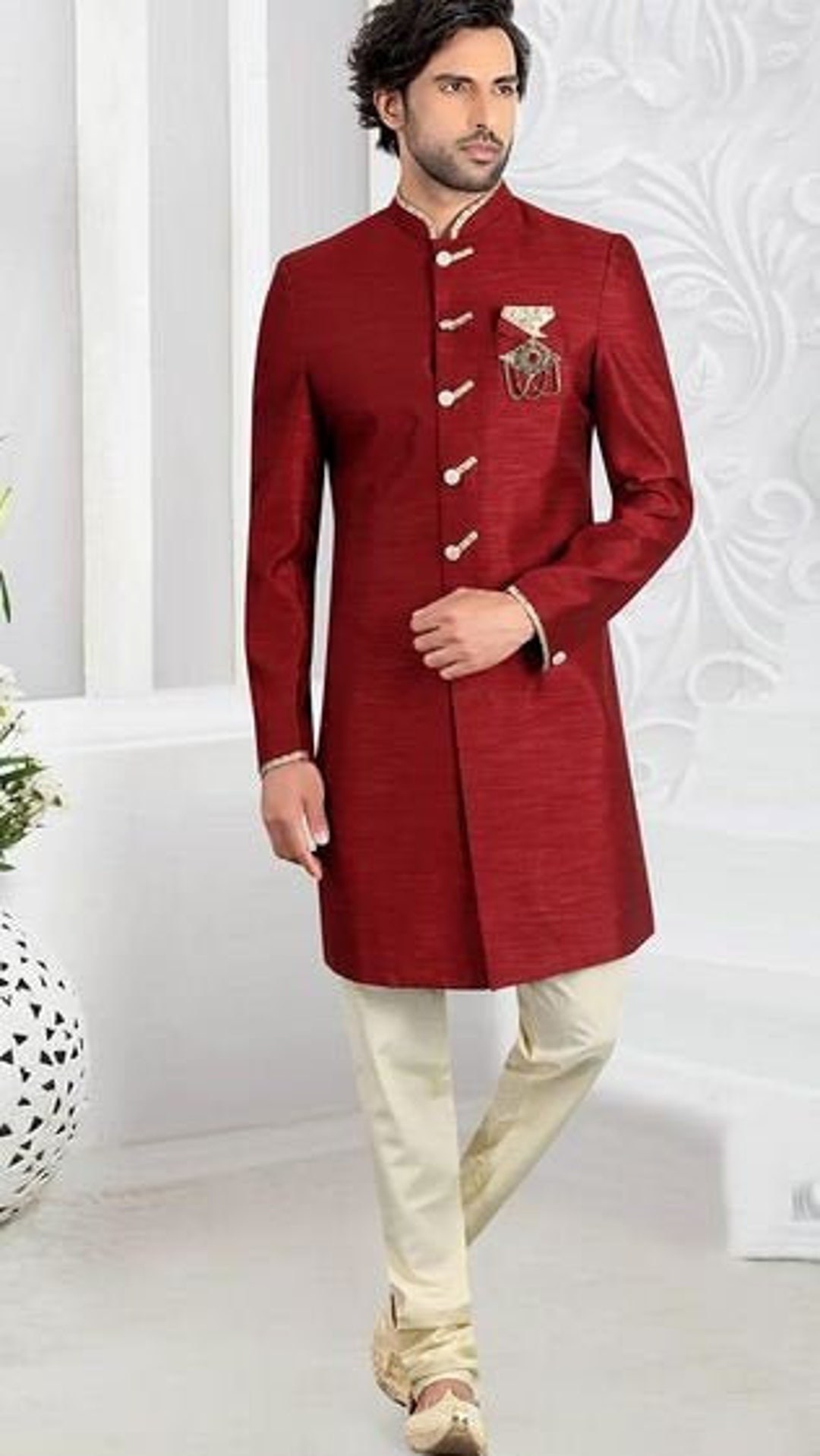 Smarfashions New Stylish Ethnic Designer Partywear Red Banarasi Silk ...