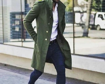 Long Coat Jacket with Satin Lining Men long Jacket in Elegant Hosting Evening Party Wear Long Coat