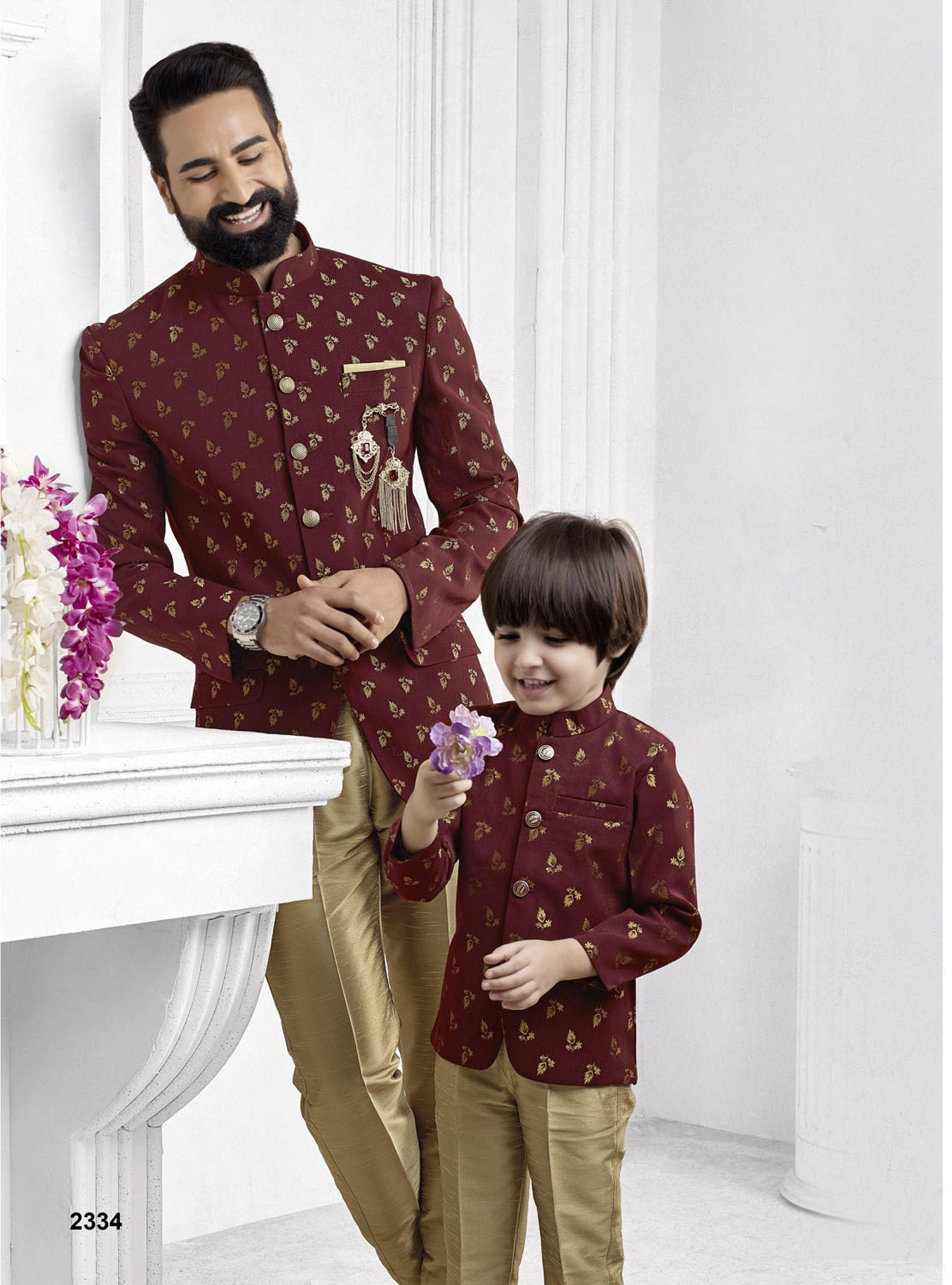 India Designer Printed Father Son Dress code reception shadi | Etsy