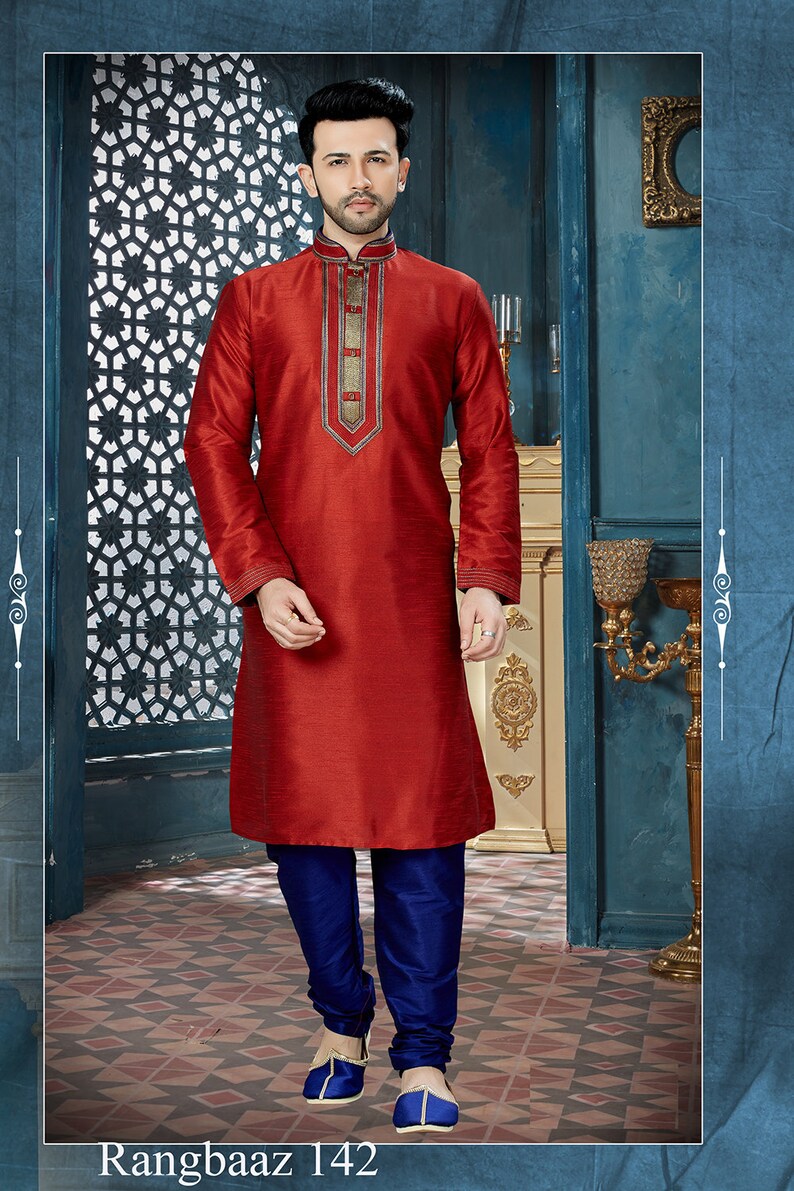 Red Indian Designer Partywear ethnic Traditional kurta pajama for men