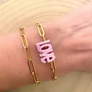 Bracelet LOVE à maillons en acier inoxydable doré cadeau femme bracelet tendance cadeau pour elle-cadeau saint Valentin-Amour image 3