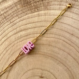 LOVE bracelet with gold stainless steel links women's gift trendy bracelet gift for her Valentine's Day gift Love image 5