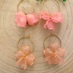 Boucles doreilles créoles Flora-créoles acier inoxydable fleurs en acrylique fleurs résine cadeau femme-cadeau pour Elle-bijou bohème image 7