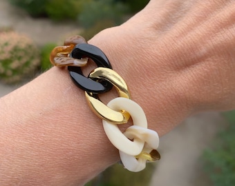 Large acetate link bracelet for women - autumn gift - large acrylic link bracelet - trendy bracelet - acrylic-resin-Christmas