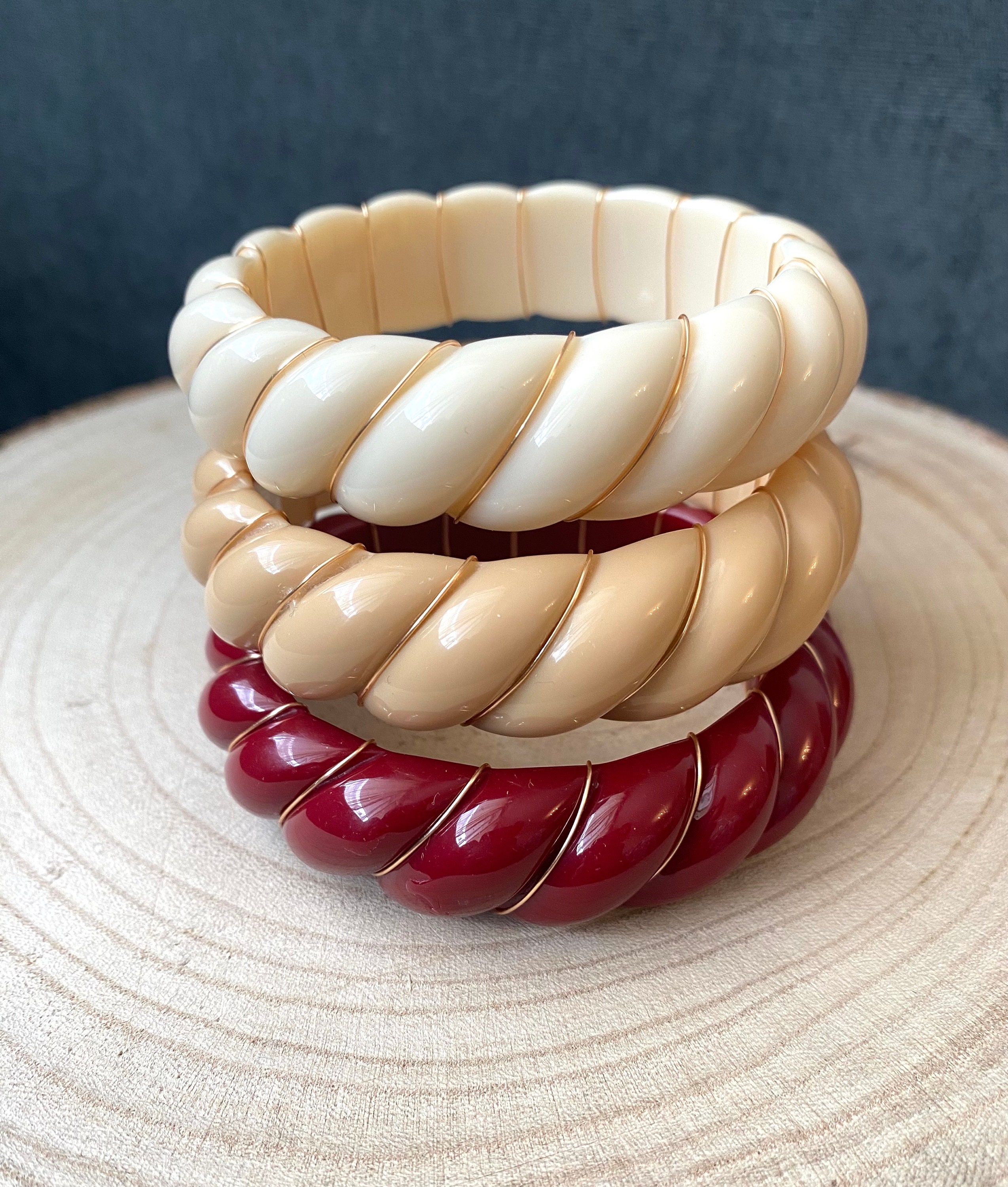 3 Bracelets En Résine Géométriques Pour Femme – Style Bohème Empilable, Larges Et Tendance