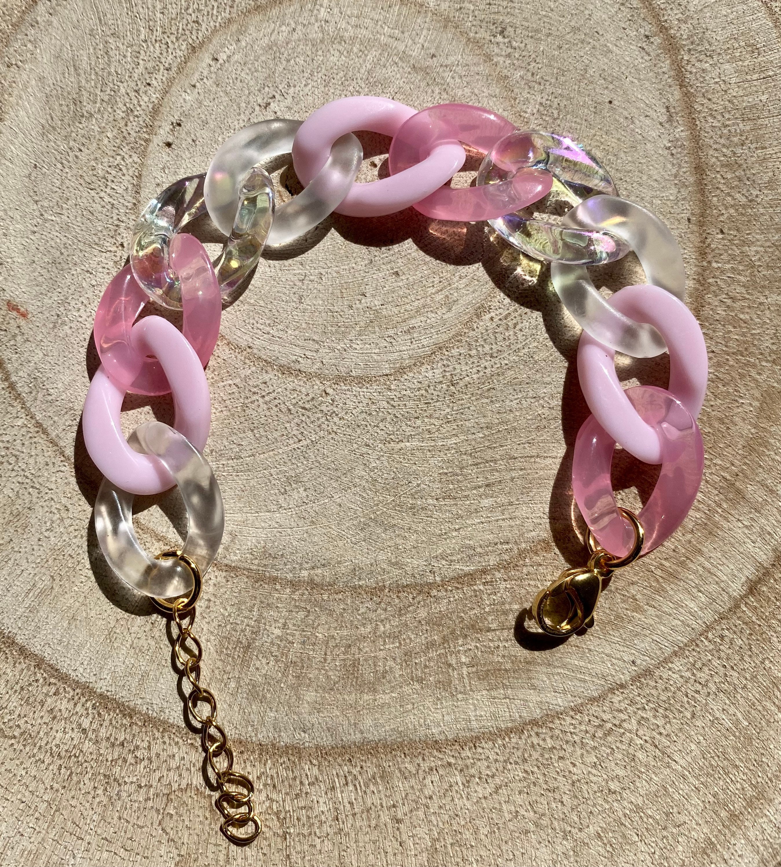 Bracelets colorés à grosse maille en acrylique