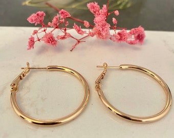 Fine hoop earrings gold or Rhodium plated 1 micron - women's gift - large hoop earrings