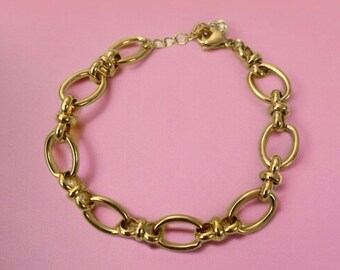 Bracelet AUDREY à maillons ovales en acier inoxydable doré ou argenté -cadeau femme -bracelet tendance -cadeau pour elle-saint Valentin