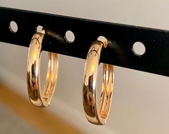 1 micron gold plated hoop earrings - minimalist earrings - gift for women