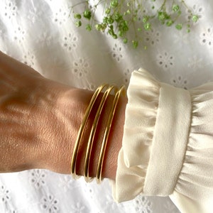 Lot De 7 Bracelets Jonc Pour Femme - Or Jaune En Acier Inoxydable, Sans Marque