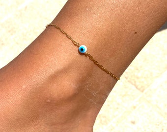 Golden stainless steel anklet chain with lucky eye/evil eye/protective eye/grigri bracelet
