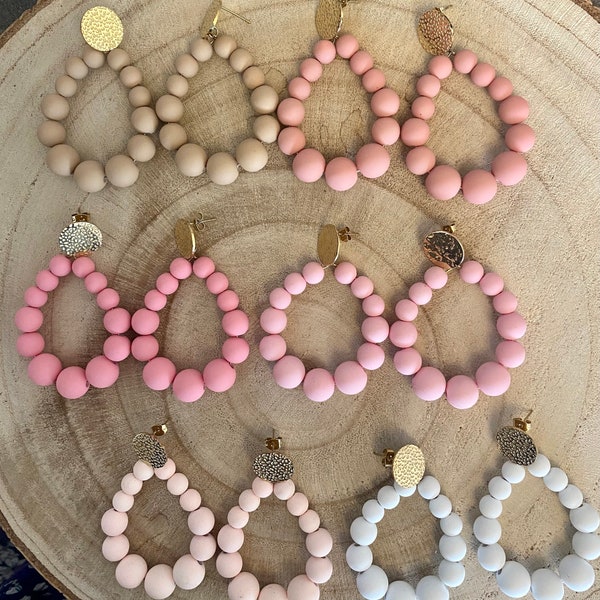 Boucles d’oreilles vintages créoles boules perles colorées brillantes,cadeau femme, perles acryliques,boucles pendantes,tendance multicolore