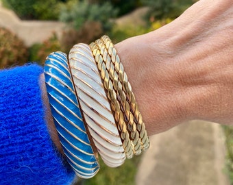 Bracelet jonc torsadés acier inoxydable émail - bracelet tendance -Bracelet multicolore-cadeau femme- Jonc vintage mode