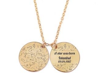 Collar personalizado con mapa estelar y colgante de constelación grabada