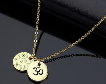 Collar de acero inoxidable Karuna Ki Reiki / Colgante de disco con símbolo sagrado