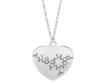 Collar de moléculas de oxitocina, colgante de química del corazón, joyería de la hormona del amor