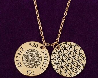 Collar con disco de código y flor de la vida de Grabovoi, joyería con intención numérica - 3396815, 4812412, 741, 520