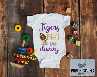 Size 3-6 Month LSU Tigers Rompers LSU boys Louisiana Gift LSU Tigers Clothes Toddler Boy Bubble Rompers Football Outfit