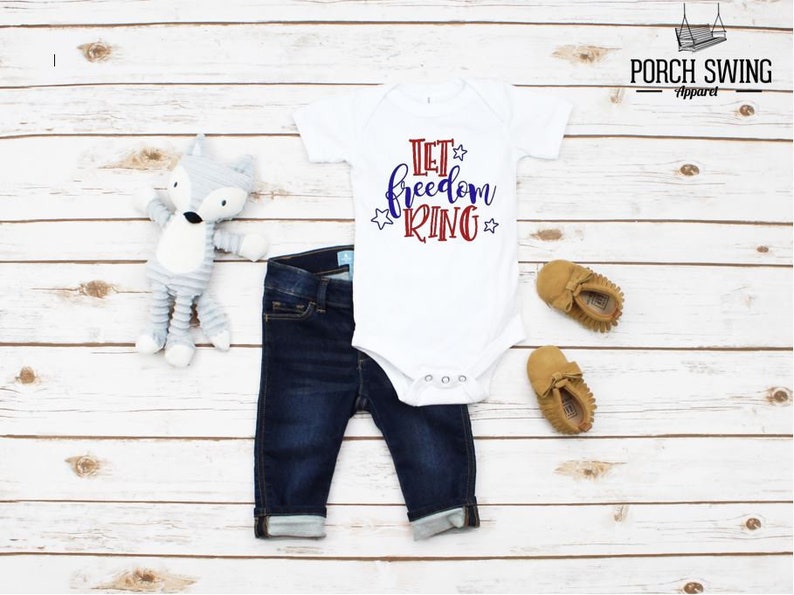 Let Freedom Ring Onesie\u00ae First Fourth of July Independence Day America Patriotic Summer Infant Graphic Onesie\u00ae Baby Gift