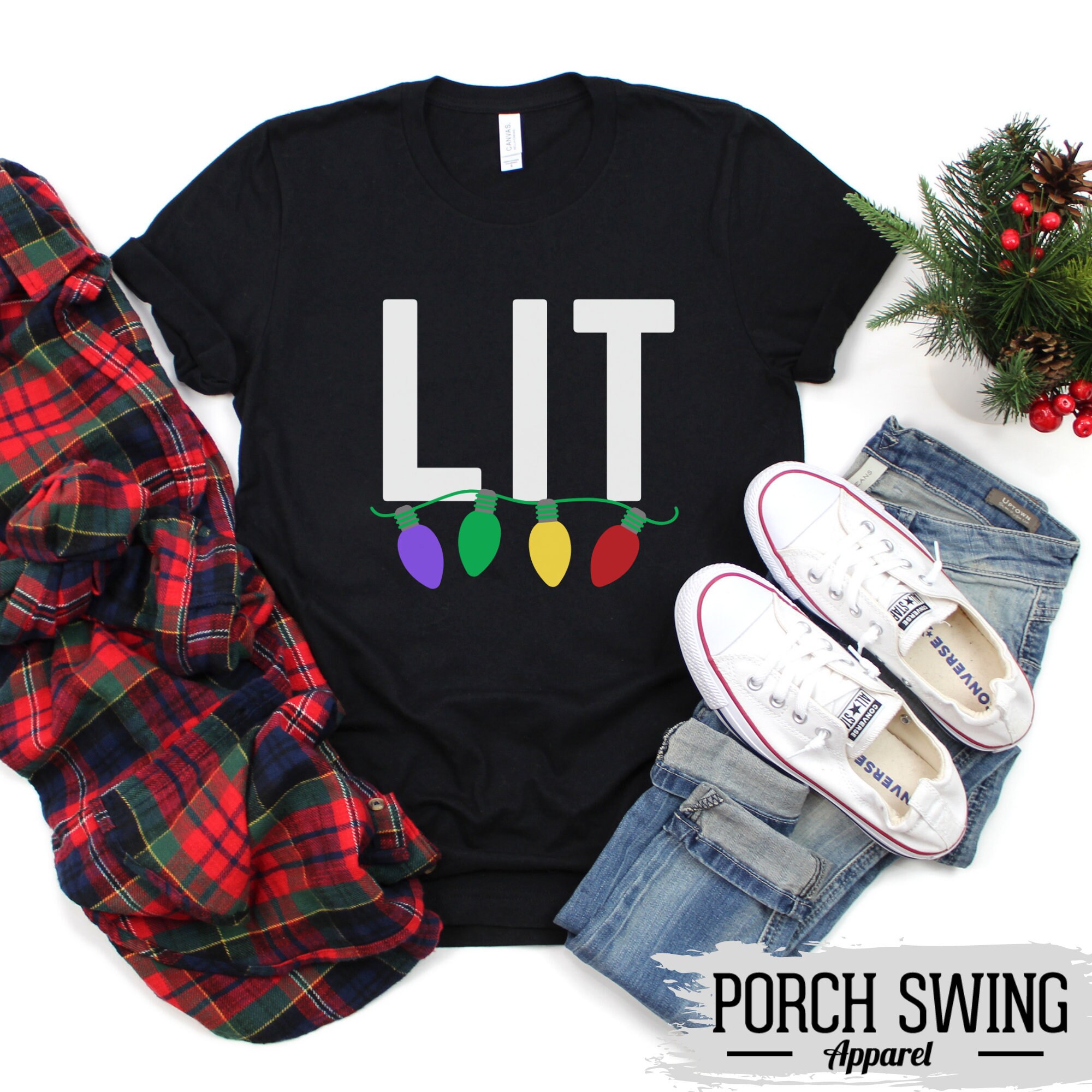 let's get lit christmas t shirt