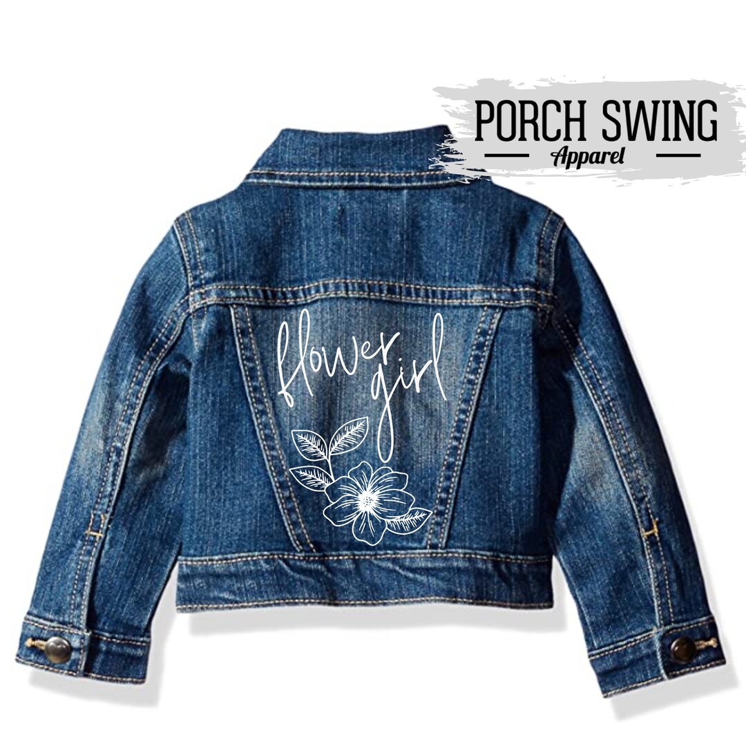 Toddler Girl Bunny Flowers Denim Jacket