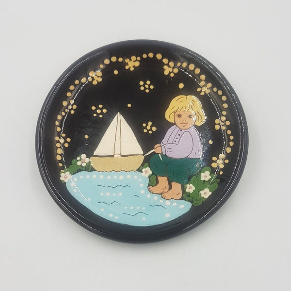 Rheinfelden Keramik Swiss Studio Pottery Wall Plate Girl with Boat (small), c.1970s