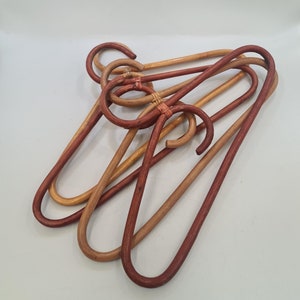 Vintage Handmade Bamboo and Rattan Clothes Hangers Set of Four, c.1970s, Bohemian Style Wardrobe Hangers