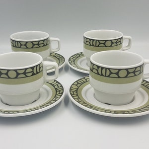Swiss Made 1995 Langenthal Coffee Cups and Saucers (Set of Four)